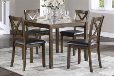 Hazel 5 Piece Dining Room Set in Charcoal Brown Finish by Home Elegance - HEL-5838CH-5P