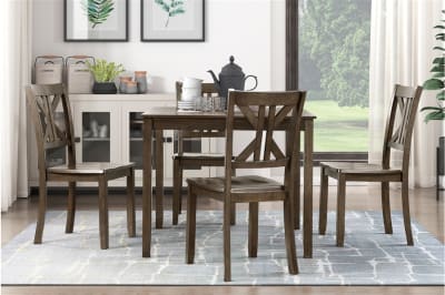 Rivera 5 Piece Dining Room Set in Charcoal Brown Finish by Home Elegance - HEL-5907CH-5P
