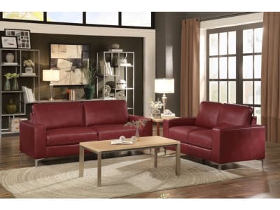 Iniko 2 Piece Sofa Set in Red by Home Elegance - HEL-8203RD
