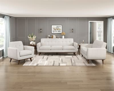 Martina 2 Piece Contemporary Tufted Back Sofa Set in Beige Textured Fabric by Home Elegance - HEL-8428BE