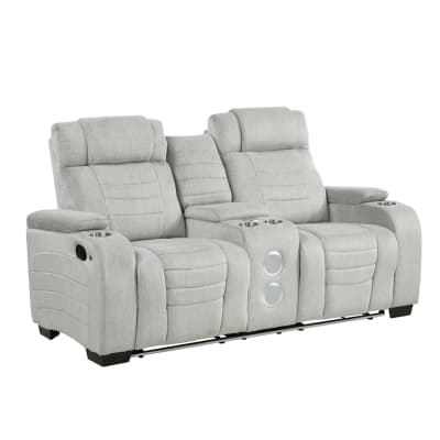 Ronan Double Reclining Loveseat in Light Gray Microfiber Upholstery by Home Elegance - HEL-8455GRY-2
