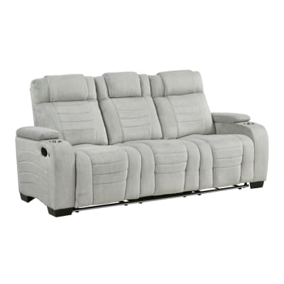 Ronan Double Reclining Sofa in Light Gray Microfiber Upholstery by Home Elegance - HEL-8455GRY-3