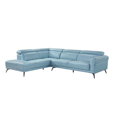 Giselle 2 Piece Sectional with Left Side Chaise in Blue Top-Grain Leather by Home Elegance - HEL-8456BUE-2LC2R