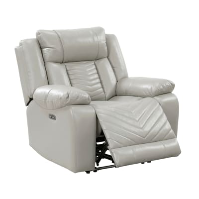 Huron Power Reclining Chair in Gray Faux Leather by Home Elegance - HEL-8457GRY-1PW