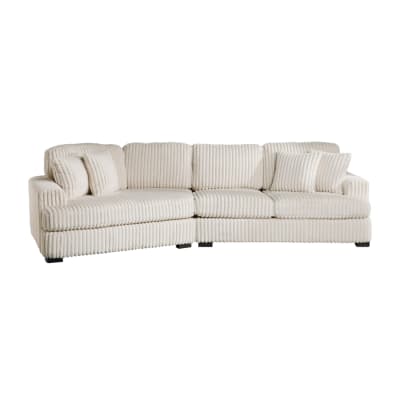 Warwick 2 Piece Sectional Sofa in Beige Corduroy Upholstery Finish by Home Elegance - HEL-9623BE-2LU2R