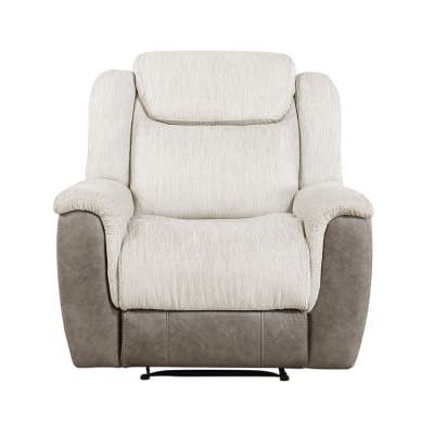 Harriette Reclining Chair in Beige Chenille and Polished Microfiber Upholstery by Home Elegance - HEL-9703BE-1