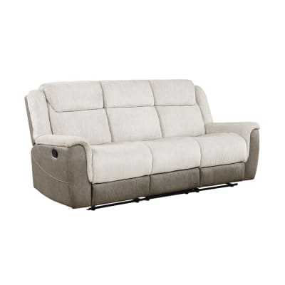 Harriette Double Reclining Sofa in Beige Chenille and Polished Microfiber Upholstery by Home Elegance - HEL-9703BE-3
