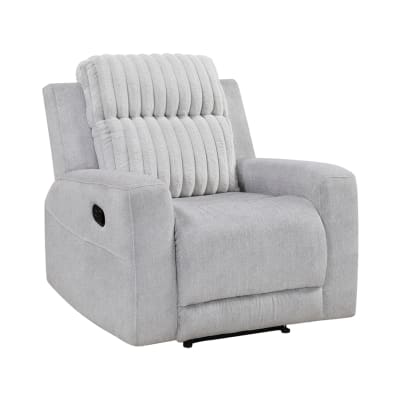 Benton Reclining Chair in Gray Textured Microfiber and Corduroy Fabric by Home Elegance - HEL-9728LGY-1