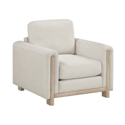 Echo Wood Frame Upholstered Chair in Textured Beige and Natural Wood by Home Elegance - HEL-9756BE-1