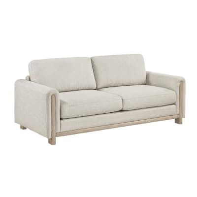 Echo Wood Frame Upholstered Sofa in Textured Beige and Natural Wood by Home Elegance - HEL-9756BE-3