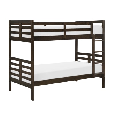 Youth Darden Twin Bunk Bed in Dark Brown Finish by Home Elegance - HEL-B2026DB-1
