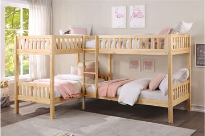 Bartly Corner Bunk Bed in Natural Pine Finish by Home Elegance - HEL-B2043CN-1