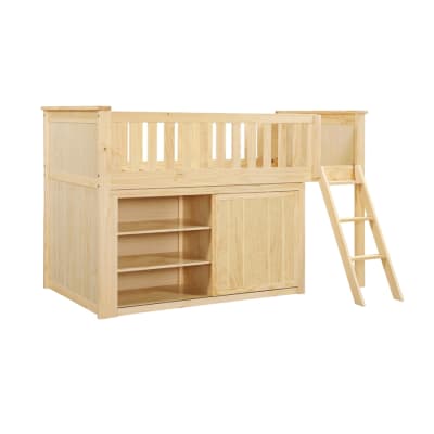 Bartly Twin Low Loft Bunk with Dresser in Natural Pine Finish by Home Elegance - HEL-B2043LL-1-DR