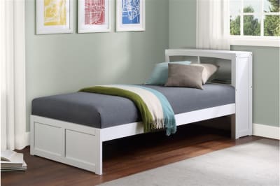 Galen Twin Bookcase Bed in White Finish by Home Elegance - HEL-B2053BCW-1