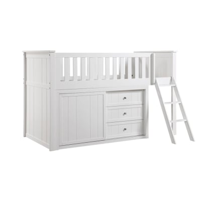 Galen Twin Low Loft Bunk with Dresser in White Finish by Home Elegance - HEL-B2053LLW-1-DR
