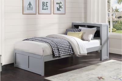 Orion Twin Bookcase Bed in Gray Finish by Home Elegance - HEL-B2063BC-1