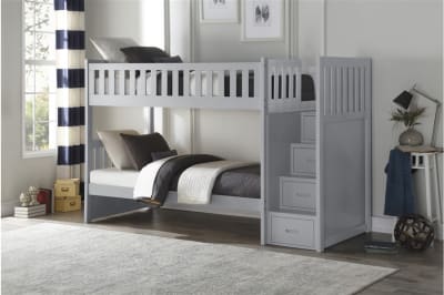 Orion Twin/Twin Step Bunk Bed in Gray Finish by Home Elegance - HEL-B2063SB-1