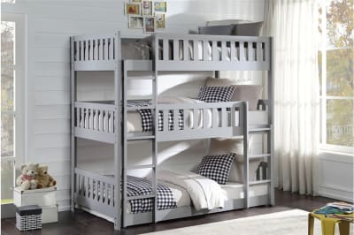 Orion Triple Bunk Bed in Gray Finish by Home Elegance - HEL-B2063TTT-1
