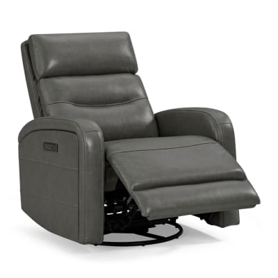 Rosslyn Swivel Glide Power Recliner Chair in York Charcoal Leather Finish by Liberty Furniture - LIB-06CC-13P