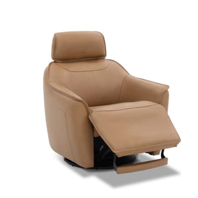 Darby Swivel Accent Chair w/ Power Foot in Kona Butternut Leather by Liberty Furniture - LIB-12BU-11P