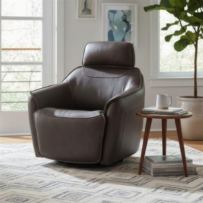 Darby Swivel Accent Chair w/ Power Foot in Kona Earth Leather by Liberty Furniture - LIB-12EA-11P