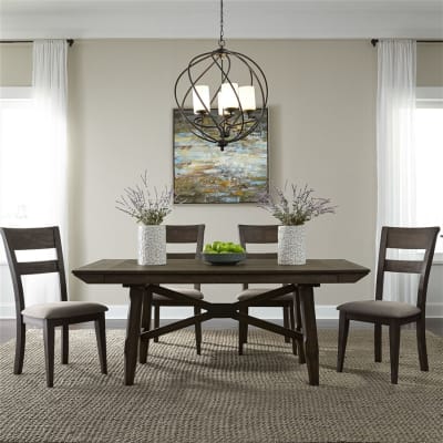 Double Bridge Trestle Table 5 Piece Dining Set in Dark Chestnut Finish by Liberty Furniture - 152-CD-5TRS