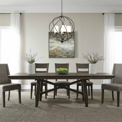 Double Bridge Trestle Table 7 Piece Dining Set in Dark Chestnut Finish by Liberty Furniture - 152-CD-O7TRS