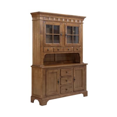 Treasures Hutch and Buffet in Rustic Oak and Black Finish by Liberty Furniture - LIB-17-DR-HB