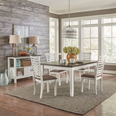 Brook Bay Rectangular Leg Table 5 Piece Dining Set in White and Grey Finish by Liberty Furniture - 182-CD-5LTS