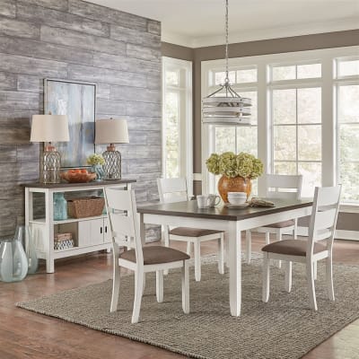 Brook Bay Rectangular Leg Table 5 Piece Dining Set in White and Grey Finish by Liberty Furniture - 182-CD-5LTS