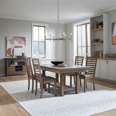 Brook Bay 5 Piece Trestle Dining Room Set in Sandstone Finish by Liberty Furniture - LIB-182WT-CD-5TRS