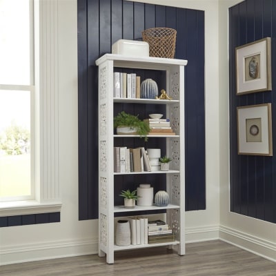 Trellis Lane Accent Bookcase in Weathered White Finish by Liberty Furniture - LIB-2094-AC3001