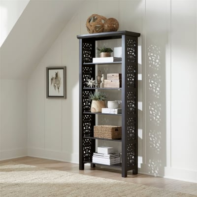 Trellis Lane Accent Bookcase in Weathered Black Finish by Liberty Furniture - LIB-2094B-AC3001