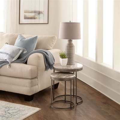 Eclipse Nesting Tables in Graystone Marble Top w/ Pewter Metal Finish by Liberty Furniture - LIB-2097-AT2000