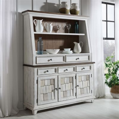 River Place Server and Hutch in Riverstone White and Tobacco Finish by Liberty Furniture - LIB-237-DR-SH
