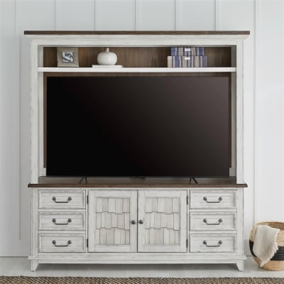 River Place Entertainment Center in Riverstone White and Tobacco Finish by Liberty Furniture - LIB-237-ENT-ENC
