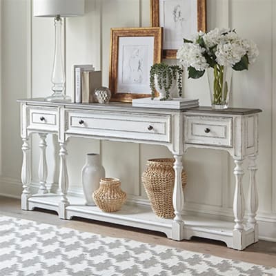 Magnolia Manor 72 Inch Hall Console Table in Antique White Finish by Liberty Furniture - 244-AT2002