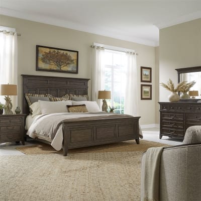 Paradise Valley Panel Bed 6 Piece Bedroom Set in Saddle Brown Finish by Liberty Furniture - LIB-297-BR-QPBDMN