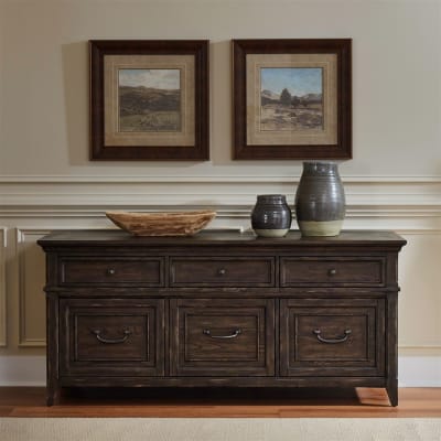 Paradise Valley Traditional Credenza Desk Storage in Saddle Brown Finish by Liberty Furniture - LIB-297-HO121