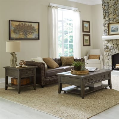 Paradise Valley 3 Piece Rectangular Cocktail Table Set in Saddle Brown Finish by Liberty Furniture - LIB-297-OT-3PCS