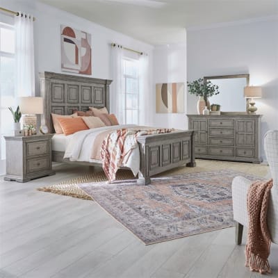 Big Valley Panel Bed 6 Piece Bedroom Set in Graystone Finish by Liberty Furniture - LIB-361G-BR-QPBDMN