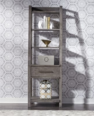 Modern Farmhouse Leaning Pier Bunching Bookcase in Dusty Charcoal Finish by Liberty Furniture - 406-EP00