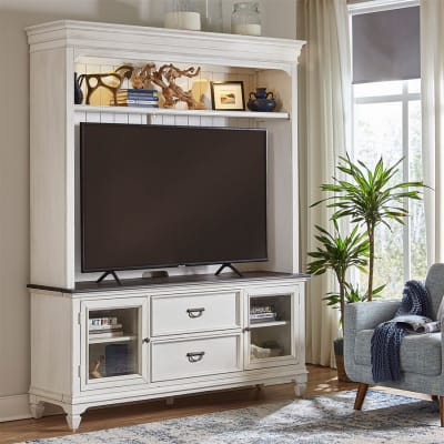 Allyson Park 72 Inch 2 Piece Entertainment Center in Wirebrushed White Finish by Liberty Furniture - 417-ENT-ENC