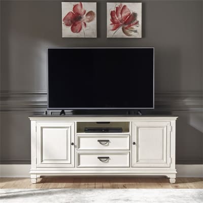 Allyson Park 66 Inch TV Console in Wirebrushed White Finish by Liberty Furniture - 417-TV66
