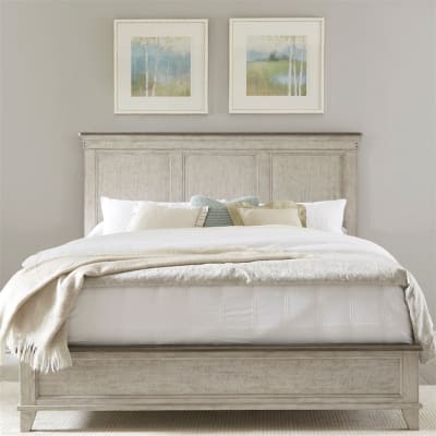 Ivy Hollow Panel Bed in Weathered Linen Finish with Dusty Taupe Tops by Liberty Furniture - 457-BR-QPB