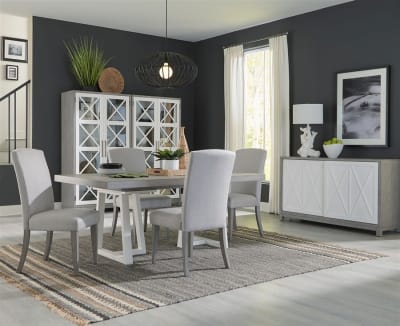 Palmetto Heights Double Pedestal Table 5 Piece Dining Set in Two Tone Shell White and Driftwood Finish by Liberty Furniture - 499-DR-52PS