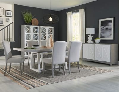 Palmetto Heights Double Pedestal Table 7 Piece Dining Set in Two Tone Shell White and Driftwood Finish by Liberty Furniture - 499-DR-72PS