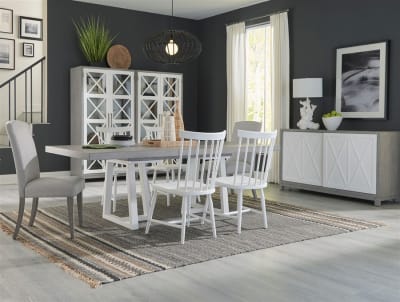 Palmetto Heights Double Pedestal Table 7 Piece Dining Set in Two Tone Shell White and Driftwood Finish by Liberty Furniture - 499-DR-A72PS