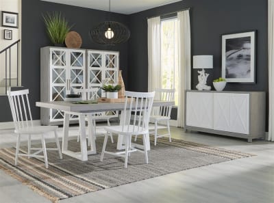 Palmetto Heights Double Pedestal Table 5 Piece Dining Set in Two Tone Shell White and Driftwood Finish by Liberty Furniture - 499-DR-O52PS