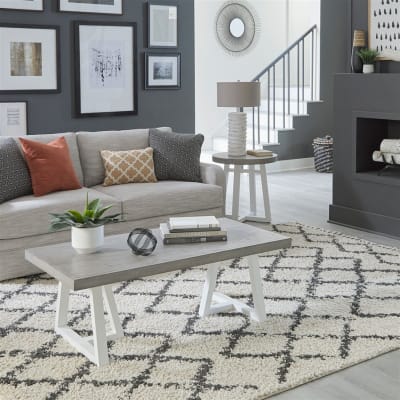 Palmetto Heights Rectangular Cocktail Table in Two Tone Shell White and Driftwood Finish by Liberty Furniture - 499-OT1011